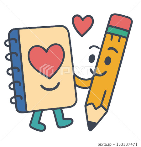 Cute notebook heart pencil cartoon love smile friendship kawaii romance happy Cute notebook heart pencil cartoon love smile friendship kawaii romance happy 133337471