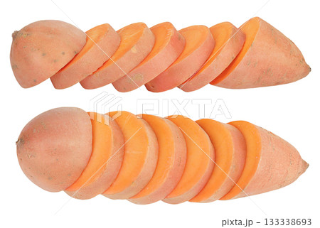 Sweet potato isolated on white background. Top view. Flat lay 133338693