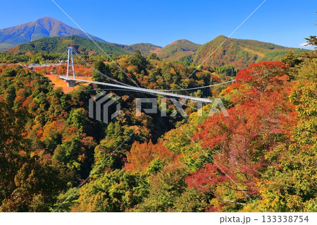 【大分県】快晴の九重夢大吊橋と紅葉 133338754
