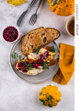 Leftover Thanksgiving day sandwich with turkey Leftover Thanksgiving day sandwich with turkey 133340197