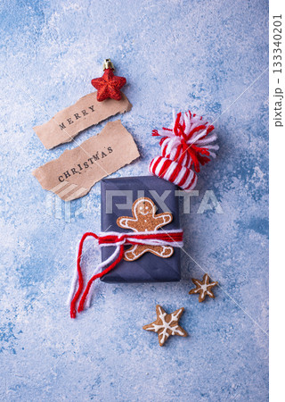 Christmas festive background with gift boxes 133340201