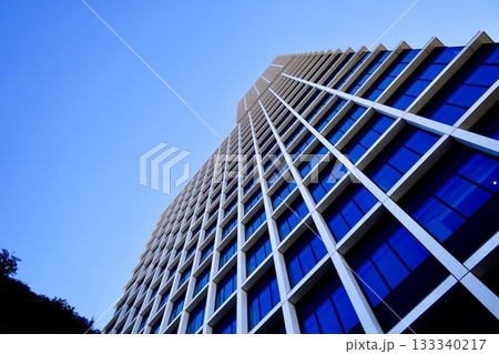 中日ビルの壁面を真下から見上げた迫力のアングル 133340217
