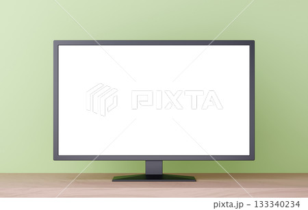 3D素材_テレビ_黄緑背景 133340234