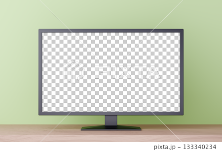 3D素材_テレビ_黄緑背景 133340234