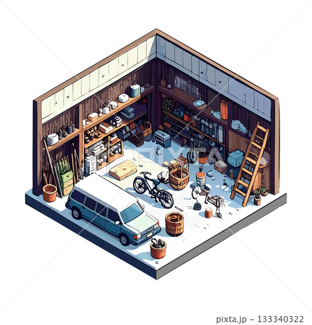 懐かしい日本の倉庫・和風住宅の蔵アイコン素材 133340322