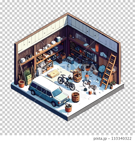 懐かしい日本の倉庫・和風住宅の蔵アイコン素材 133340322