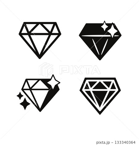 Royal diamond silhouette set icons set. Royal diamond silhouette set icons set. 133340364