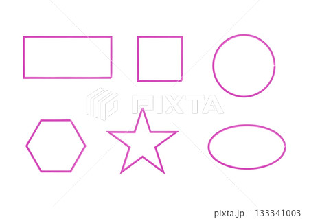 Set of Six Outline Geometric Shapes in Pink: Rectangle, Square, Circle, Hexagon, Star, and Oval. Set of Six Outline Geometric Shapes in Pink: Rectangle, Square, Circle, Hexagon, Star, and Oval. 133341003