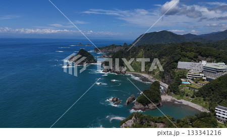 浮島海岸の風景(空撮) - 静岡県賀茂郡西伊豆町,日本 浮島海岸の風景(空撮) - 静岡県賀茂郡西伊豆町,日本 133341216