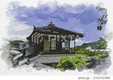 水彩画風 安芸灘とびしま海道 下蒲刈島 蘭島閣美術館 白雪楼 広島県呉市 水彩画風 安芸灘とびしま海道 下蒲刈島 蘭島閣美術館 白雪楼 広島県呉市 133341468