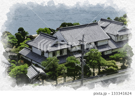 水彩画風 安芸灘とびしま海道 下蒲刈島 松濤園 あかりの館 広島県呉市 水彩画風 安芸灘とびしま海道 下蒲刈島 松濤園 あかりの館 広島県呉市 133341624