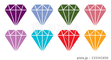 Diamonds icons, diamond jewels, colored diamonds collection. Diamonds icons, diamond jewels, colored diamonds collection. 133341850