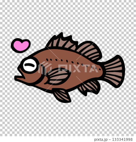 Cute illustration of happy rockfish Cute illustration of happy rockfish 133341998