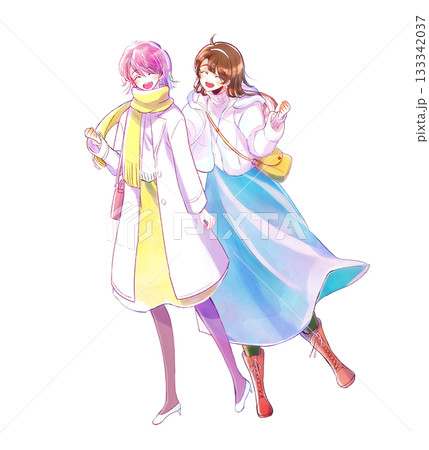 外出する女性 2人 冬 外出する女性 2人 冬 133342037