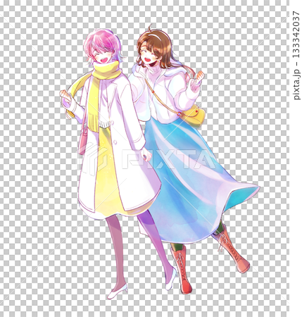 外出する女性 2人 冬 外出する女性 2人 冬 133342037