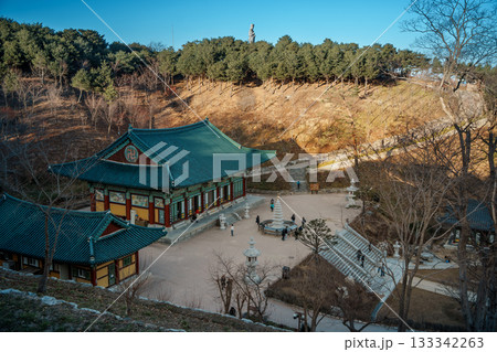Hilltop View of Naksansa Temple Courtyard, South Korea 133342263