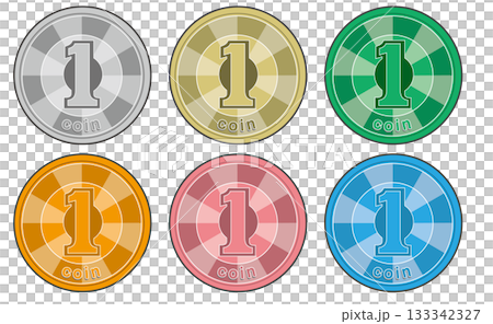 1 yen coin surface (concentrated line design / standard colors: gold, green, pink, blue, orange) 1 yen coin surface (concentrated line design / standard colors: gold, green, pink, blue, orange) 133342327