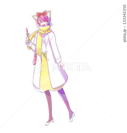 テーマパークで遊ぶ女性　食べ歩き　冬 133342350