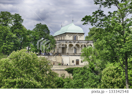 The Queen Anne's summer palace surrounded by trees in Prague 133342548