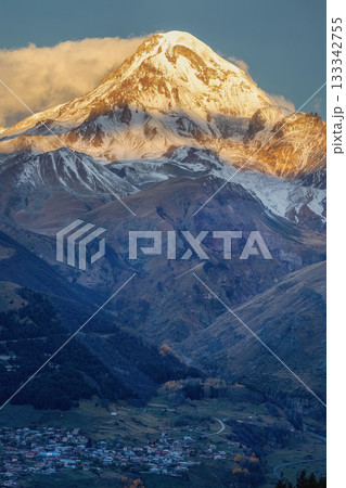 Sunrise at Kazbegi mountain. Georgia. Sunrise at Kazbegi mountain. Georgia. 133342755