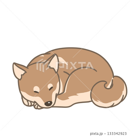 丸まって寝る柴犬のシンプルイラスト 丸まって寝る柴犬のシンプルイラスト 133342923