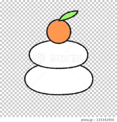 Illustration of a simple kagami mochi Illustration of a simple kagami mochi 133342950