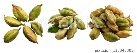Set of spice, green cardamom, isolated on a transparent background. 133343303
