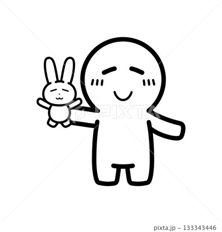 ぬい活をする人物のイラスト ぬい活をする人物のイラスト 133343446