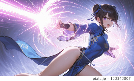 チャイナドレスを着た戦う美少女 133343807