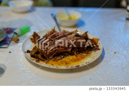 fried meat with mushrooms fried meat with mushrooms 133343945