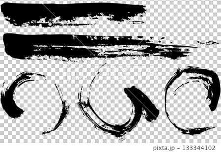 Japanese style material, illustration set of lines drawn with a brush, vector Japanese style material, illustration set of lines drawn with a brush, vector 133344102