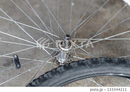 bicycle wheel spokes on a bike bicycle wheel spokes on a bike 133344211