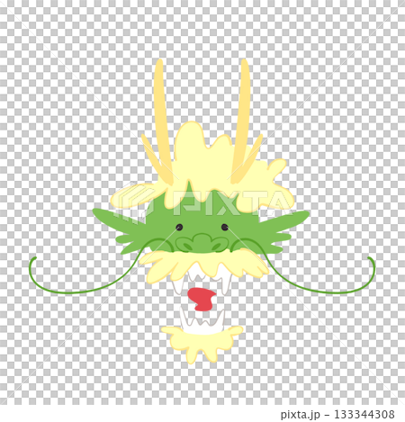 Illustration of a dragon's face seen from the front Illustration of a dragon's face seen from the front 133344308