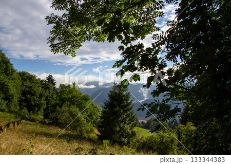 Vistara over the Austrian mountains, just after sunrise. 133344383