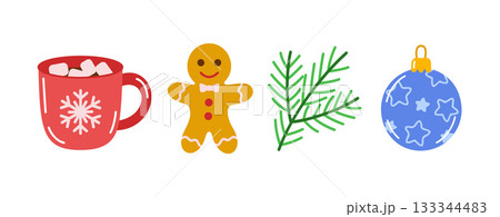 Christmas elements set. Colorful flat style Christmas elements set. Colorful flat style 133344483