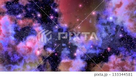 3d rendering. Space wallpaper and background. Universe with stars, constellations, galaxies, nebulae and gas and dust clouds 133344581