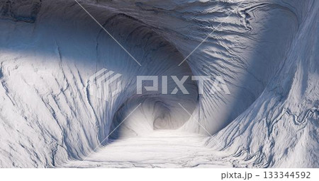 3d rendering. Corridor made of light marble with spiral walls stretching into the distance. 3d rendering. Corridor made of light marble with spiral walls stretching into the distance. 133344592