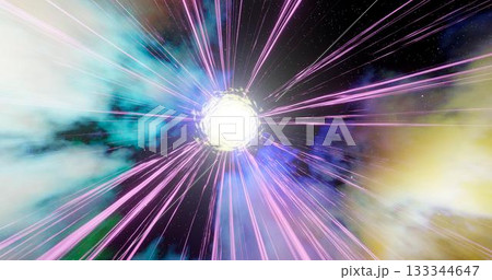 3D rendering. Wormhole in time and space. Movement at the speed of light. Abstract jump into space in hyperspace among colorful stars. Flying through nebulae or gas clusters. 3D rendering. Wormhole in time and space. Movement at the speed of light. Abstract jump into space in hyperspace among colorful stars. Flying through nebulae or gas clusters. 133344647