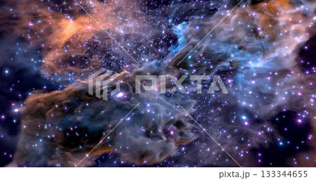 3d rendering. Space wallpaper and background. Universe with stars, constellations, galaxies, nebulae and gas and dust clouds 133344655