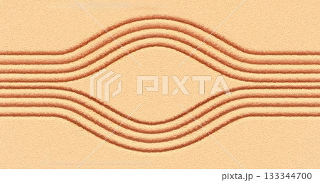3d rendering. Texture of yellow sand with round furrows. Summer background. 133344700