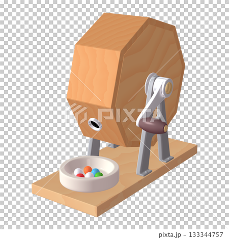 活動及特殊場合插畫素材：Garapon 彩票機（1_3）黃色，附彩券球 133344757