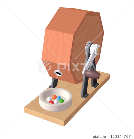 催事・イベントのイラスト素材　ガラポン抽選器（1_2）　赤　抽選玉付 133344767