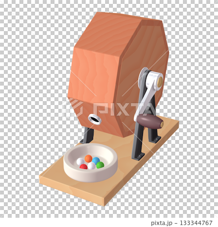 催事・イベントのイラスト素材　ガラポン抽選器（1_2）　赤　抽選玉付 133344767