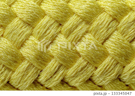 Yellow Kevlar Fibers Braided Pattern High Resolution Texture Aramid Fabric Material Photography 133345047
