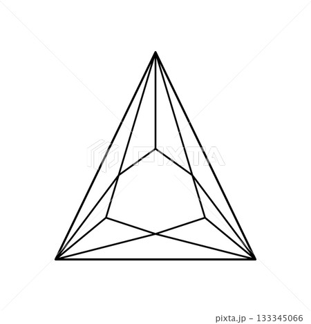 Triangular diamond cut shape. Design diagram. Trillion brilliant cut mockup. Diamond top view. Gemstone triangle outline icon for jewellery design, branding, packaging, logotype, digital graphic. 133345066