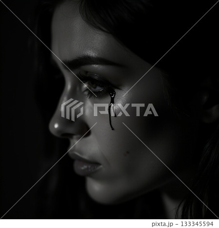 Emotional portrait of a woman with striking dark tears Generative AI Emotional portrait of a woman with striking dark tears Generative AI 133345594