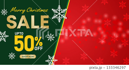 Dual tone Christmas sale background with snowflake border and discount highlight 133346297