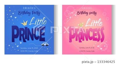 set of cards Prince and Princess Digital Birthday Party Invitations Editable Template set of cards Prince and Princess Digital Birthday Party Invitations Editable Template 133346425