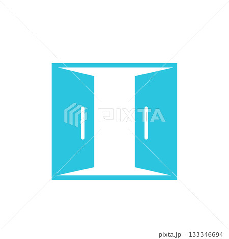 Double door icon. isolated on white. From blue icon serie. Double door icon. isolated on white. From blue icon serie. 133346694