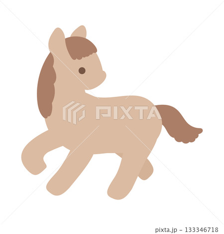 シンプルな振り返る馬のイラスト 茶色 シンプルな振り返る馬のイラスト 茶色 133346718